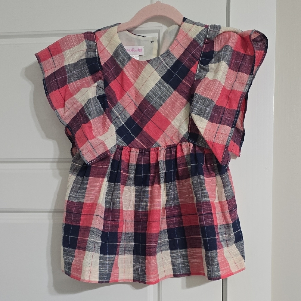 NWOT Plaid Flutter Sleeve Kids Top